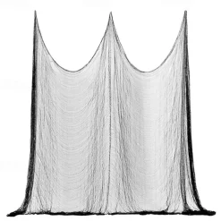 1pc Spooky Black Gauze Curtain for Halloween - Perfect for Haunted House, Nightclub, and Escape Room Decorations, Polyester Fabric, Halloween Decorations, Storage & Organization for Home & Garage