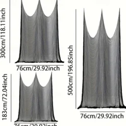 1pc Spooky Black Gauze Curtain for Halloween - Perfect for Haunted House, Nightclub, and Escape Room Decorations, Polyester Fabric, Halloween Decorations, Storage & Organization for Home & Garage