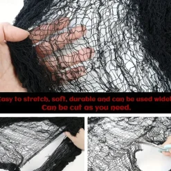 1pc Spooky Black Gauze Curtain for Halloween - Perfect for Haunted House, Nightclub, and Escape Room Decorations, Polyester Fabric, Halloween Decorations, Storage & Organization for Home & Garage