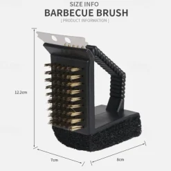 1Pc Stainless Steel BBQ Grill Brush - Triangle Cleaning Brush for Outdoor Camping Grills - Durable & Effective