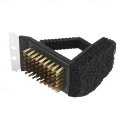 1Pc Stainless Steel BBQ Grill Brush - Triangle Cleaning Brush for Outdoor Camping Grills - Durable & Effective