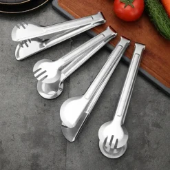 1Pc Stainless Steel BBQ Tongs - Heat Resistant & Non-Magnetic Food Clip for Outdoor Grilling - Safe & Durable