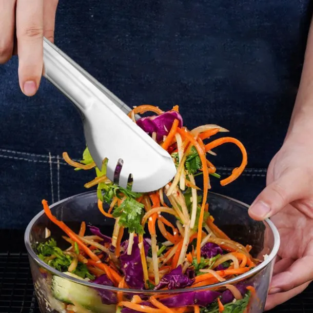 1Pc Stainless Steel BBQ Tongs - Heat Resistant & Non-Magnetic Food Clip for Outdoor Grilling - Safe & Durable