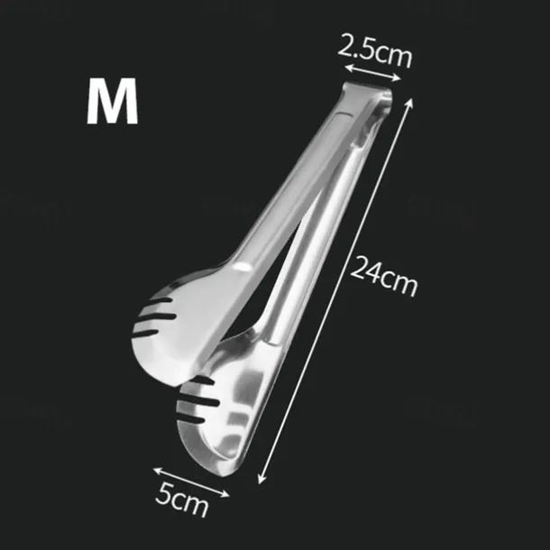 1Pc Stainless Steel BBQ Tongs - Heat Resistant & Non-Magnetic Food Clip for Outdoor Grilling - Safe & Durable