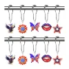1pc 4th of July Shower Curtain Hooks With Ball Bearings, American Patriotic Blue White Red Curtain Tiebacks, Independence Day For Bathroom Accessories