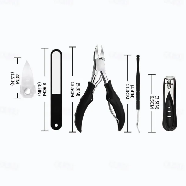 5pc Toenail Clippers, Medical Grade Toe Nail Trimmer, Nail Clippers for Thick Nails or Ingrown Toenail Tool, Stainless Steel Sharp Pedicure Toe Nail Clippers Adult, with Easy-to-Grip Rubber Handle