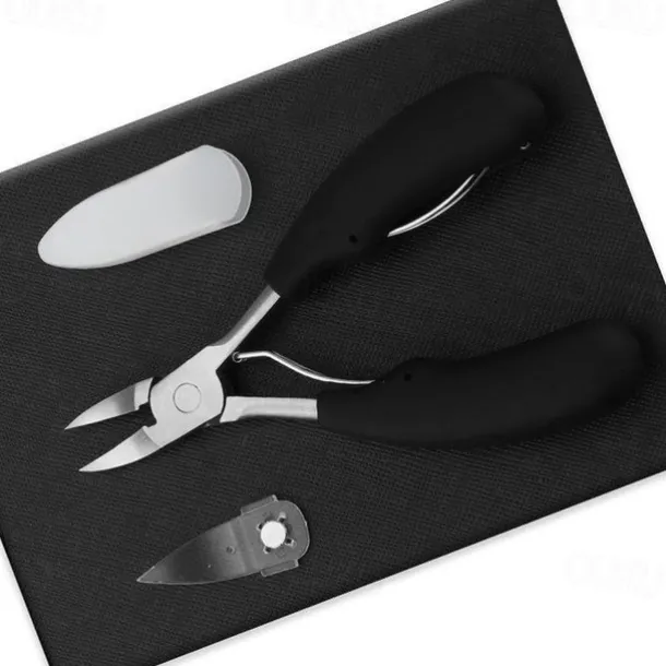 5pc Toenail Clippers, Medical Grade Toe Nail Trimmer, Nail Clippers for Thick Nails or Ingrown Toenail Tool, Stainless Steel Sharp Pedicure Toe Nail Clippers Adult, with Easy-to-Grip Rubber Handle