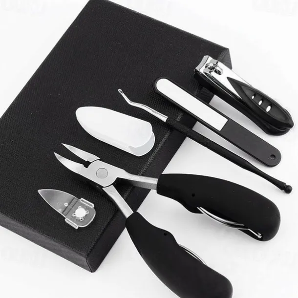 5pc Toenail Clippers, Medical Grade Toe Nail Trimmer, Nail Clippers for Thick Nails or Ingrown Toenail Tool, Stainless Steel Sharp Pedicure Toe Nail Clippers Adult, with Easy-to-Grip Rubber Handle