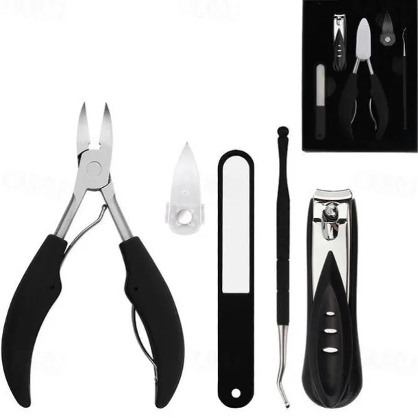 5pc Toenail Clippers, Medical Grade Toe Nail Trimmer, Nail Clippers for Thick Nails or Ingrown Toenail Tool, Stainless Steel Sharp Pedicure Toe Nail Clippers Adult, with Easy-to-Grip Rubber Handle