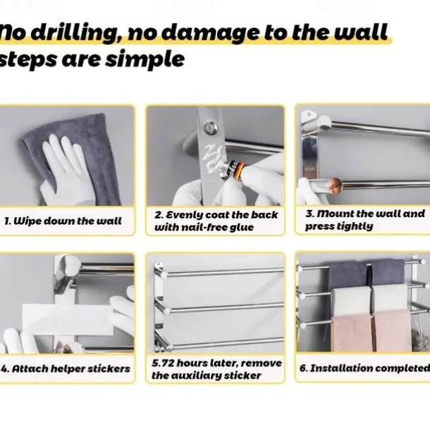 1pc Towel Rack For Bathroom, Folding Multi-layer Towel Bar, Wall Mounted Towel Holder, Bathroom Towel Hanger With Hook, Bathroom Storage And Organization, Bathroom Accessories