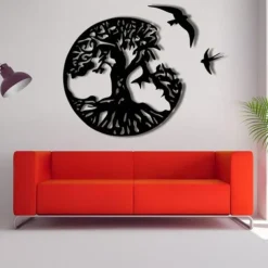 1pc Tree of Life Metal Wall Art Outdoor Decor Rust Proof Wall Sculpture Ideal For Garden, Home, Farmhouse, Patio And Bedroom 30x30cm/12''x12''