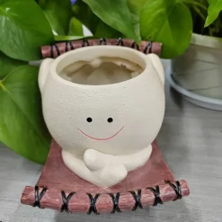1pc Unique Hanging Resin Head Swinging Plant Pot For Succulents Hanging Planter Swing Face Plant Pot Hammock Flower PotsSmall Cute Smile Face Wall Resin Planters For Indoor Outdoor Plants