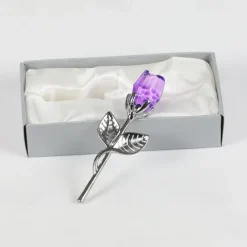 1pc, Valentines Day Gift Crystal Glass Rose Flower In Box Mini Forever Red Gold Artificial Rose For Girlfriend Wedding Gift For Guest