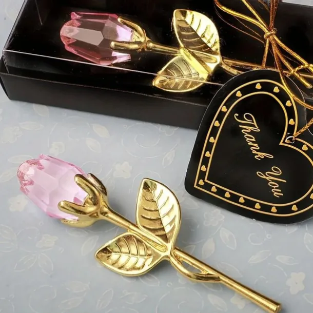 1pc, Valentines Day Gift Crystal Glass Rose Flower In Box Mini Forever Red Gold Artificial Rose For Girlfriend Wedding Gift For Guest