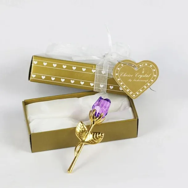 1pc, Valentines Day Gift Crystal Glass Rose Flower In Box Mini Forever Red Gold Artificial Rose For Girlfriend Wedding Gift For Guest