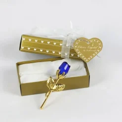 1pc, Valentines Day Gift Crystal Glass Rose Flower In Box Mini Forever Red Gold Artificial Rose For Girlfriend Wedding Gift For Guest