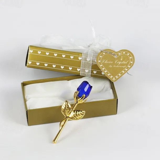 1pc, Valentines Day Gift Crystal Glass Rose Flower In Box Mini Forever Red Gold Artificial Rose For Girlfriend Wedding Gift For Guest
