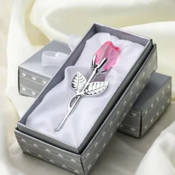 1pc, Valentines Day Gift Crystal Glass Rose Flower In Box Mini Forever Red Gold Artificial Rose For Girlfriend Wedding Gift For Guest