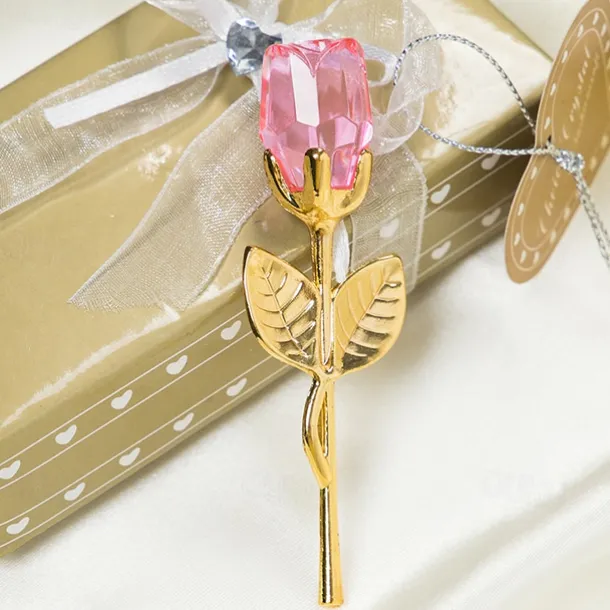 1pc, Valentines Day Gift Crystal Glass Rose Flower In Box Mini Forever Red Gold Artificial Rose For Girlfriend Wedding Gift For Guest