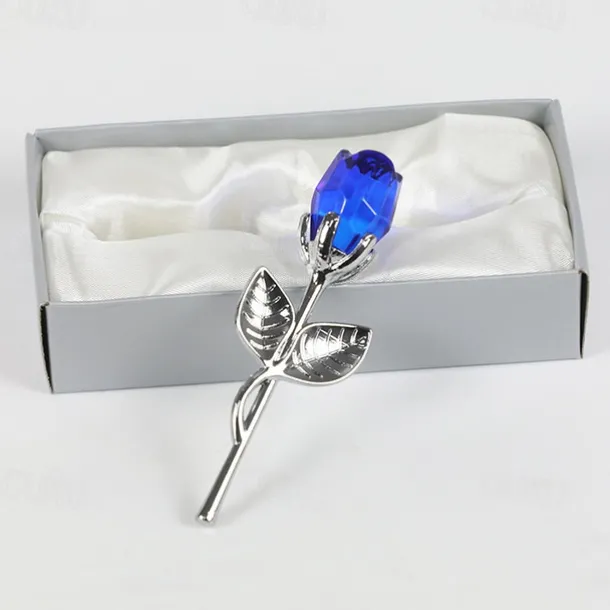 1pc, Valentines Day Gift Crystal Glass Rose Flower In Box Mini Forever Red Gold Artificial Rose For Girlfriend Wedding Gift For Guest