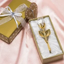 1pc, Valentines Day Gift Crystal Glass Rose Flower In Box Mini Forever Red Gold Artificial Rose For Girlfriend Wedding Gift For Guest