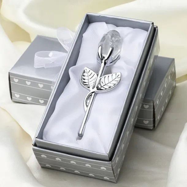 1pc, Valentines Day Gift Crystal Glass Rose Flower In Box Mini Forever Red Gold Artificial Rose For Girlfriend Wedding Gift For Guest