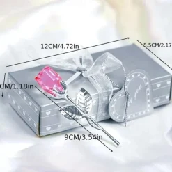 1pc, Valentines Day Gift Crystal Glass Rose Flower In Box Mini Forever Red Gold Artificial Rose For Girlfriend Wedding Gift For Guest