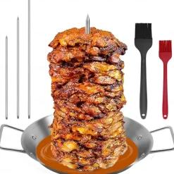 1pc, Vertical Skewer For Barbecue Grill, Vertical Skewer Stand For Grill, BBQ Skewer Stand, Brazilian Vertical Spit Stand With 3 Removable Rods, Suitable For Oven Barbecue, Home, RV, BBQ Accessories,