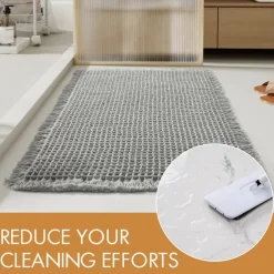 1pc Very Soft Super Absorbent Waffle Bathroom Rugs Non-slip Bathroom Mat, With Tassels Can Be Machine Washed Bathroom Mat, Non-slip Hot Melt Adhesive Transparent Rubber Bottom, kitchen Area Rugs