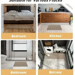 1pc Very Soft Super Absorbent Waffle Bathroom Rugs Non-slip Bathroom Mat, With Tassels Can Be Machine Washed Bathroom Mat, Non-slip Hot Melt Adhesive Transparent Rubber Bottom, kitchen Area Rugs