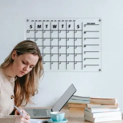1pc Wall Acrylic Weekly Planner Board Clear Dry Erases Calendar Planner Reusable Weekly Daily to Do List Board Craft Table