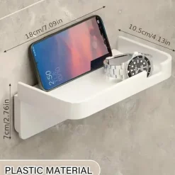 1pc Wall Mounted Toilet Paper Storage Rack & Mobile Phone Holder Self Adhesive Toilet Paper Holder With Phone Shelf Upgrade YourBathroom With Rustproof And Bathroom Washroom Black Tissue Rack