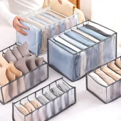 1pc Wardrobe Clothes Organizer, Visible Foldable Closet Organizers, Compartment Storage Box with Mesh Separation, Washable Drawer Dividers Organizers (Bra/Panties/Socks/Pants/T-Shirt/Legging)