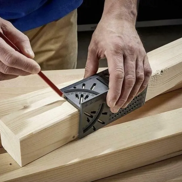 1pc Wood Working Ruler, 3D Mitre Angle Measuring Gauge, Square Size Measure Tool