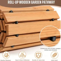 1pc Wooden Garden Pathway - 8ft, Non-Slip, Handmade, Decorative Walkway for Outdoor Patios, Gardens, Yards, Beach Boardwalks, Weddings & Parties, Christmas, Thanksgiving, Valentine'S Day