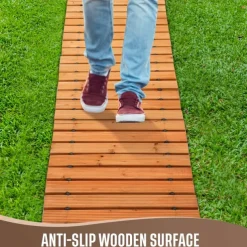 1pc Wooden Garden Pathway - 8ft, Non-Slip, Handmade, Decorative Walkway for Outdoor Patios, Gardens, Yards, Beach Boardwalks, Weddings & Parties, Christmas, Thanksgiving, Valentine'S Day
