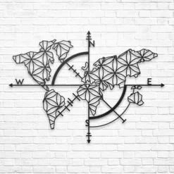 1pc World Map Metal Wall Art Outdoor Decor Rust Proof Wall Sculpture Ideal For Garden, Home, Farmhouse, Patio And Bedroom