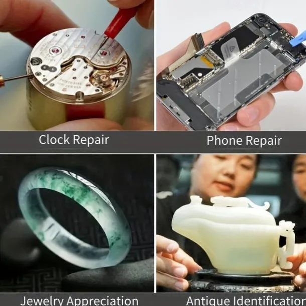 1pc 8X 15X 23X Double LED Light Magnifying Glasses, Watch Repair Magnifier, Miniature Magnifying Glass, Eye Magnifying Repair Tool For Watchmaking Coin Stamp Currency Book Errors Jewelry Necklace Magnifier Beading Biology Loupe Microscope