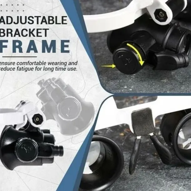 1pc 8X 15X 23X Double LED Light Magnifying Glasses, Watch Repair Magnifier, Miniature Magnifying Glass, Eye Magnifying Repair Tool For Watchmaking Coin Stamp Currency Book Errors Jewelry Necklace Magnifier Beading Biology Loupe Microscope