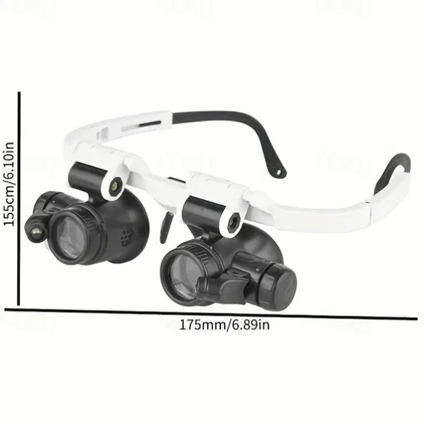 1pc 8X 15X 23X Double LED Light Magnifying Glasses, Watch Repair Magnifier, Miniature Magnifying Glass, Eye Magnifying Repair Tool For Watchmaking Coin Stamp Currency Book Errors Jewelry Necklace Magnifier Beading Biology Loupe Microscope