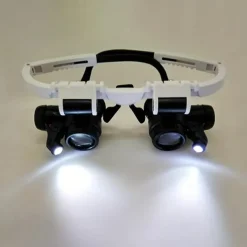 1pc 8X 15X 23X Double LED Light Magnifying Glasses, Watch Repair Magnifier, Miniature Magnifying Glass, Eye Magnifying Repair Tool For Watchmaking Coin Stamp Currency Book Errors Jewelry Necklace Magnifier Beading Biology Loupe Microscope