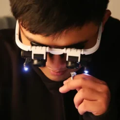 1pc 8X 15X 23X Double LED Light Magnifying Glasses, Watch Repair Magnifier, Miniature Magnifying Glass, Eye Magnifying Repair Tool For Watchmaking Coin Stamp Currency Book Errors Jewelry Necklace Magnifier Beading Biology Loupe Microscope