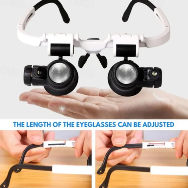 1pc 8X 15X 23X Double LED Light Magnifying Glasses, Watch Repair Magnifier, Miniature Magnifying Glass, Eye Magnifying Repair Tool For Watchmaking Coin Stamp Currency Book Errors Jewelry Necklace Magnifier Beading Biology Loupe Microscope