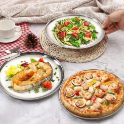 1Pc/3Pcs Stainless Steel Picnic Plates - 8 Inch Lightweight & Stackable for Camping & Outdoor Use