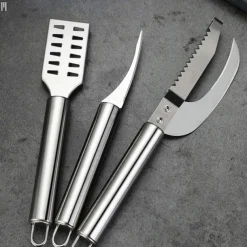 1PC/3PCS Stainless Steel Shrimp Deveiner & Fish Scaler - 2-in-1 Outdoor Seafood Cleaning Tool for BBQ