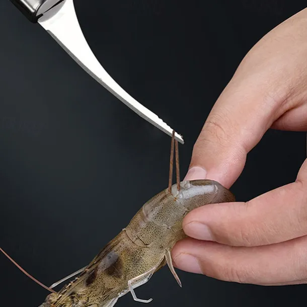 1PC/3PCS Stainless Steel Shrimp Deveiner & Fish Scaler - 2-in-1 Outdoor Seafood Cleaning Tool for BBQ