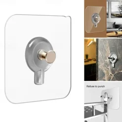 20pcs Acrylic Strong Adhesive Nails Wall Poster Seamless Wall Hook Waterproof Durable Transparent Kitchen Bathroom Screw Hook Hanger