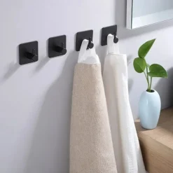 1/2pcs Adhesive Hooks Heavy Duty Wall Hooks Waterproof Stainless Steel Hooks For Hanging Coat Hat Towel Robe Hook Wall Mounted Rack For Bathroom And Bedroom