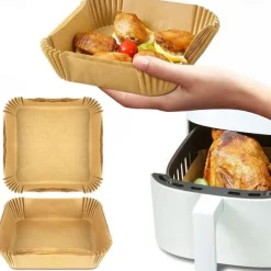 100PCS Air Fryer Disposable Parchment Paper Liner Square Round Oil-proof Paper Tray Non-Stick Baking Mat AirFryer Accessories