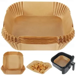 100PCS Air Fryer Disposable Parchment Paper Liner Square Round Oil-proof Paper Tray Non-Stick Baking Mat AirFryer Accessories